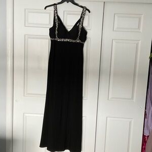 Elegant Black Evening Dress with Silver Accents